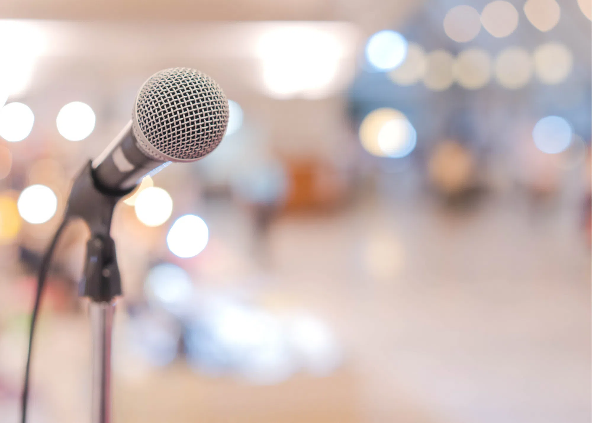 Close up of a microphone on a mic stand